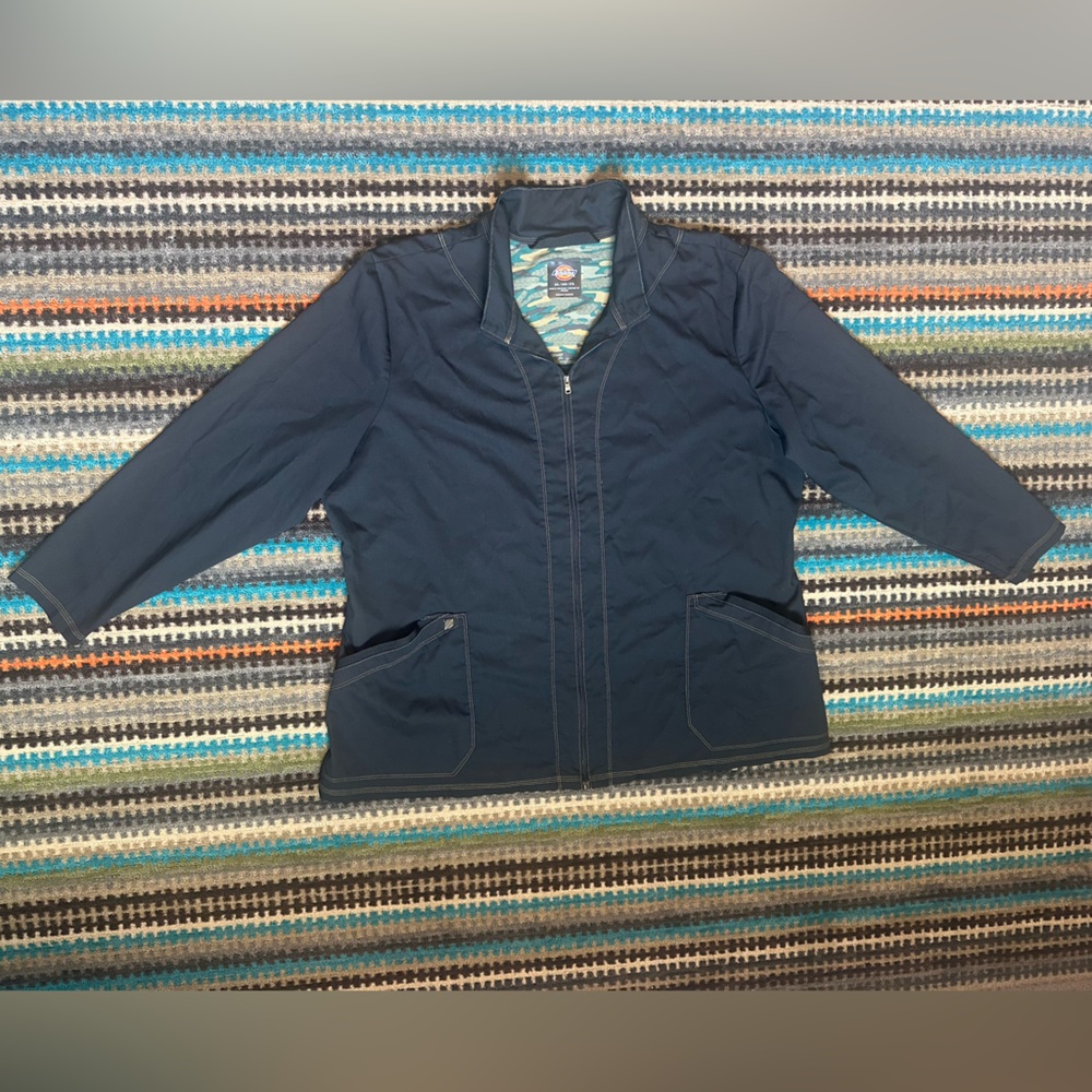 Dickies Women's Black Zip Jacket 3XL Side Patch Pockets Logo $47